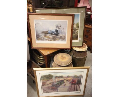 Don Breckon limited edition print locomotive Riverside Local signed with blindstamp together with Robin Pinnock  Devizes Stat