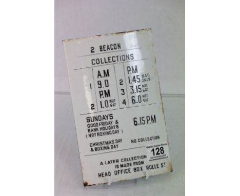Vintage Original Curved Enamel Royal Mail Letter Box Time Collection Plate from ' The Beacon, Exmouth, Devon '