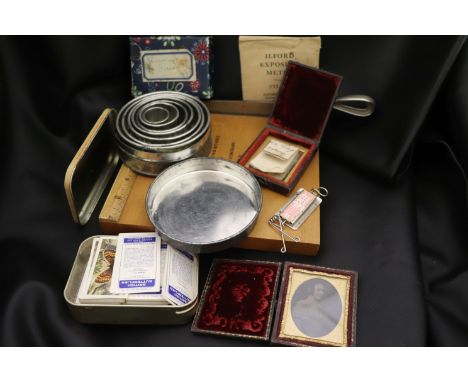Two miniature daguerrotype portrait photographs, one with paper insert stating Joseph Benjamin Coles born 22nd November 1819,