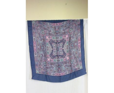 Liberty of London Silk Scarf with Blue and Purple Paisley Floral Design