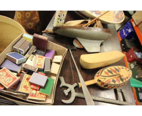 Mixed vintage items to include a wooden Pond Yacht