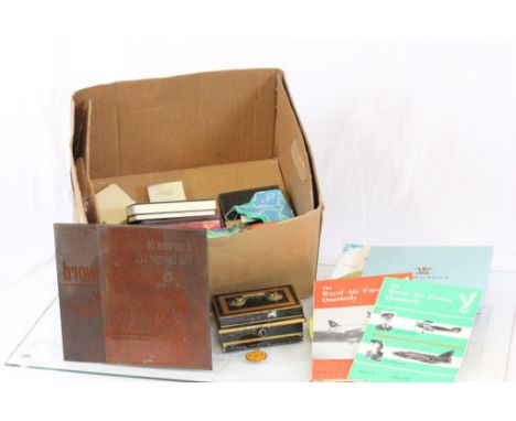 Two T.H. White print plates, vintage tins, games etc