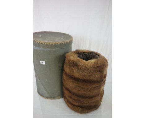 Vintage ladies Fur Muff with original cardboard travel box
