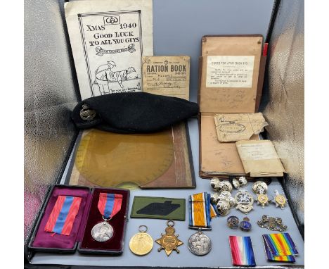 Assorted Lot to include WWI  British War Silver Medal 1914-1918 George V , British Army 1914-1915 Star Medal, The British Vic