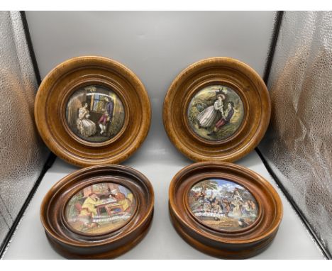 Four Vintage Prattware Pot Lids