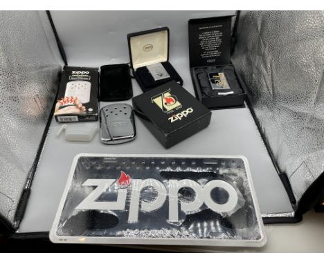 Assorted Zippo Collection, to include 75th Anniversary Zippo Lighter, Hand Warmer and others