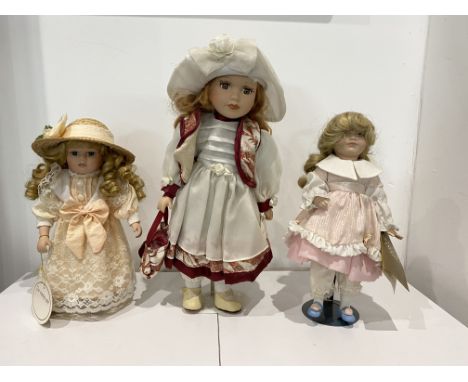 Three Vintage Porcelain Dolls 
