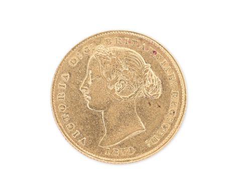 AUSTRALIA, VICTORIA GOLD SOVEREIGN 1870 S
Sydney Mint, portrait facing left date below, reverse with crowned Australia within