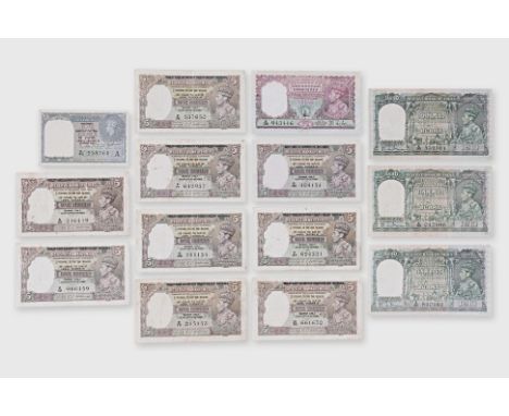 RESERVE BANK OF INDIA BURMA 1; 5; 10 RUPEES 1937-1944 (14) Comprising:  1938 10 Rupees (3), Burma, serial number A/30 534164;