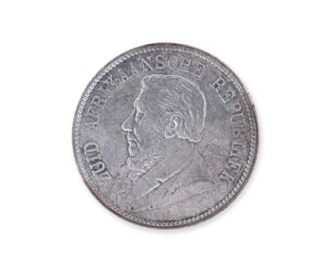 SOUTH AFRICA REPUBLIC 5 SHILLINGS 1892 DOUBLE SHAFT
Kruger portrait facing left, reverse with the arms of the South Africa Re