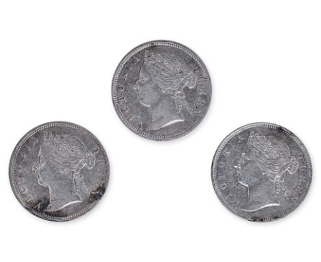 STRAITS SETTLEMENTS VICTORIA 20 CENTS 1899; 1900; 1901 (3)
Portrait facing left, reverse with denomination within beaded circ