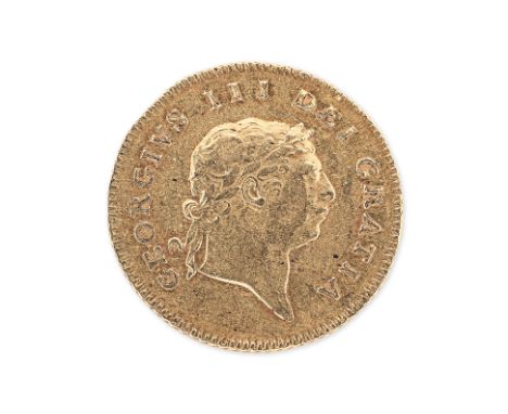 GREAT BRITAIN GEORGE III GOLD 1/2 GUINEA 1808
7th portrait facing right, reverse with crowned shield within garter, date belo