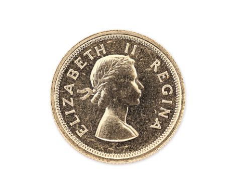 SOUTH AFRICA ELIZABETH II GOLD 1 POUND 1953
1st portrait facing right, reverse with springbok facing right below date
Provena