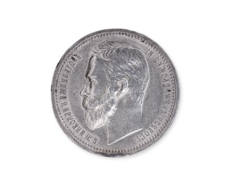 RUSSIA NICHOLAS II 1 ROUBLE 1912
St Petersburg mint, portrait facing left, reverse with crowned arms with spread eagle, denom