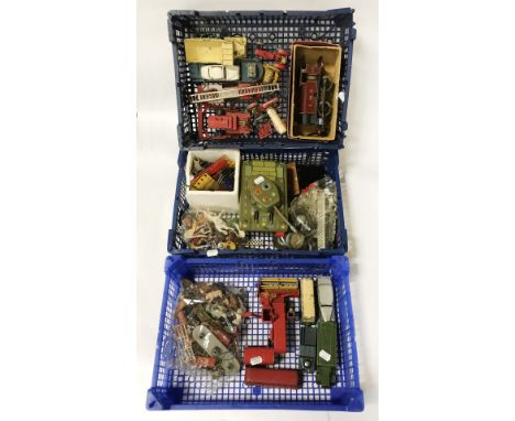 QTY. OF DIE CAST TOYS, VINTAGE TOYS FIGURES ETC - 3 TRAYS
