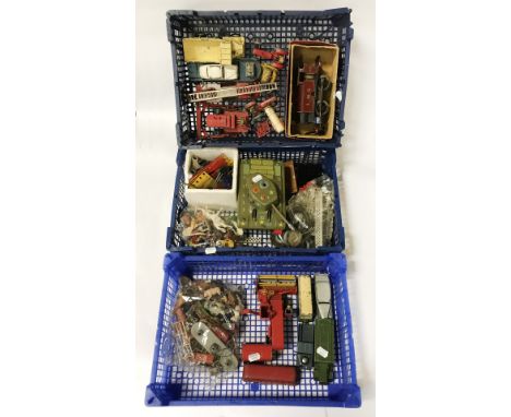 QTY. OF DIE CAST TOYS, VINTAGE TOYS FIGURES ETC - 3 TRAYS