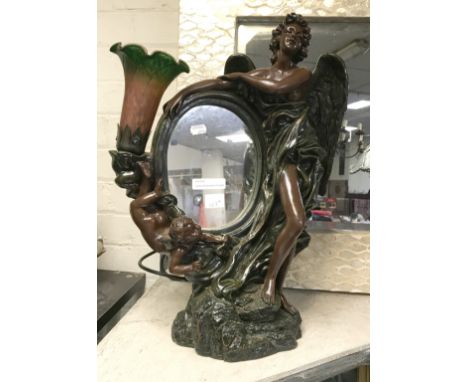 LARGE ART NOUVEAU STYLE DRESSING MIRROR LAMP