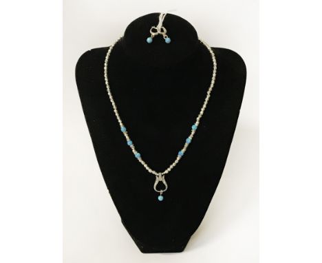STERLING SILVER OPAL NECKLACE &amp; EARRINGS