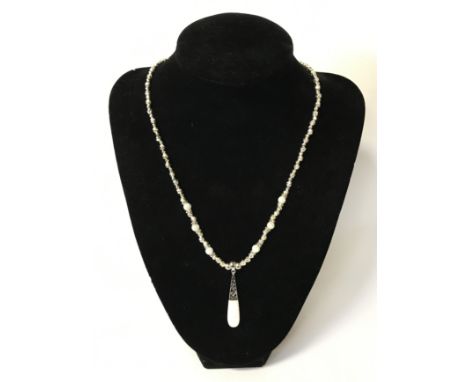 STERLING SILVER WHITE OPAL NECKLACE