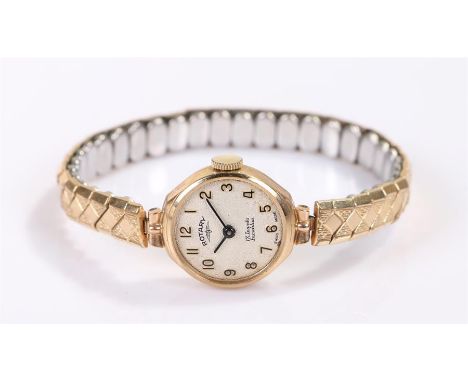 Rotary 9 carat gold ladies wristwatch, glass missing to the dial, case 17mm diameter