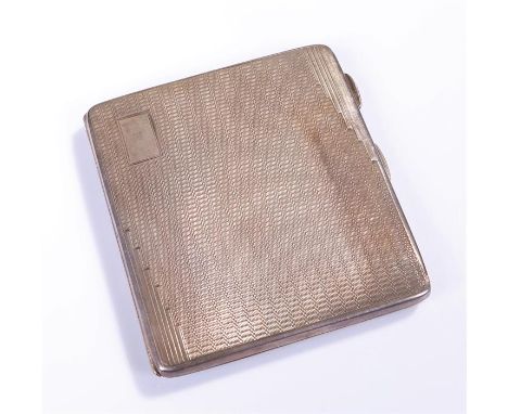 Silver cigarette case, with engine turned decoration, 126 grams 