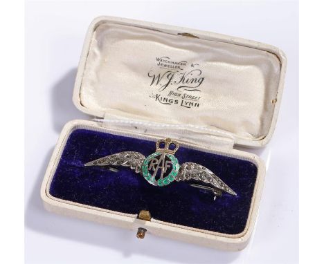 RAF Sweetheart brooch, with marcasite and enamel 
