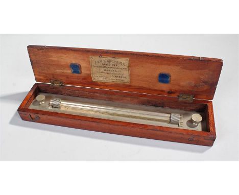 19th century brass chart roller ruler, by Archbutt and Sons, 201 Westminster Bridge Road, London, in fitted case