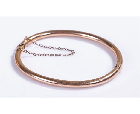 9 carat gold bangle, of tube design, 8.3 grams