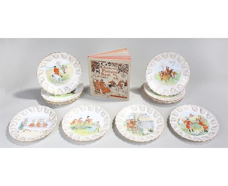Early 20th Collingwood's porcelain plates, the series of twelve plates taken from the R. Caldercott Picture Book No 2, the pl