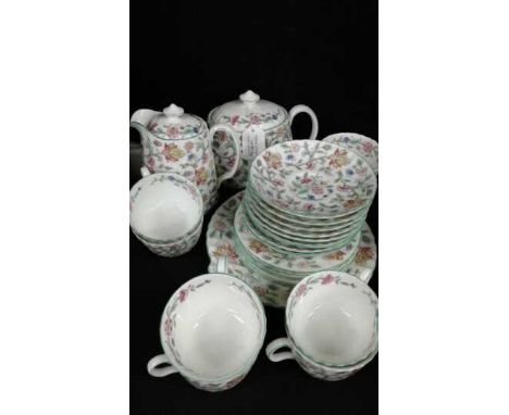 A Minton bone China tea service, cups, saucers, side plates, tea pot, sugar bowl, etc, (Qty)