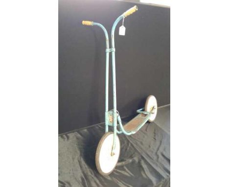 Vintage Triang metal child's scooter in light blue 