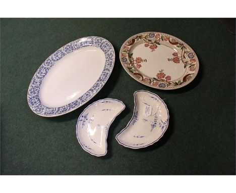 A pair of Victorian kidney shaped serving dishes with kite mark stamped to bottom, together with a Royal Worcester serving pl