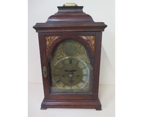 A Georgian 18th century mahogany bracket clock by John Kirkwood of Redpath Scotland with date and bob pendulum, twin fusee mo