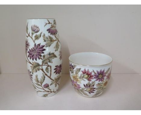 A Zsolnay Hungarian vase and centre vase, 32cm tall and 16cm tall, both good condition, some interior stains 