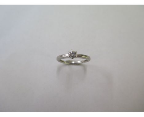 A platinum 950 diamond solitaire ring, size L, approx 3.2 grams, diamond approx 0.20ct, some usage marks but diamond bright a