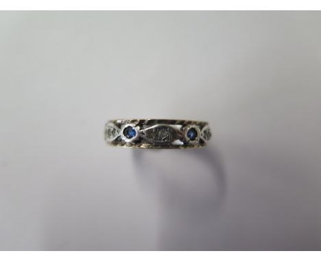 A gold and silver sapphire and diamond set eternity ring, size Q, in good condition 