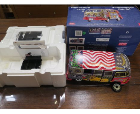 A Sun Star Woodstock Volkswagen Kombi diecast 1/12 scale with box, some loose parts- front wheel and mirror, otherwise genera