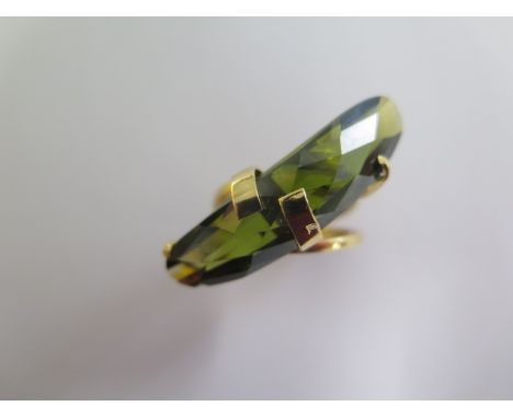 An Egyptian 18ct yellow gold cocktail ring, size O, total weight approx 13.3 grams, in good condition 