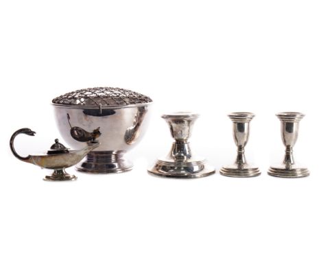 SILVER ROSE BOWL, maker James Deakin &amp; Sons, Sheffield marks, of footed circular form, with presentation inscription to b