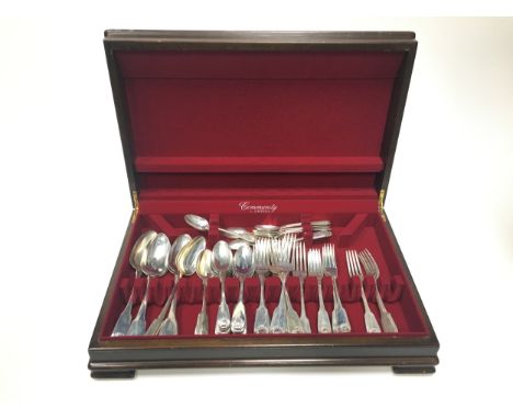 COMPOSITE SUITE OF SILVER CUTLERY, comprising six serving spoons, twelve table spoons, twelve table forks, twelve dessert for
