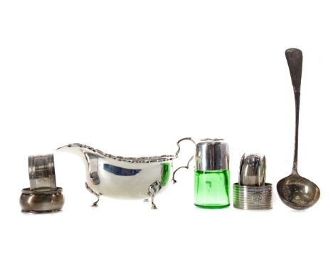 EDWARDIAN SILVER SUGAR CASTER, Martin, Hall &amp; Co, Sheffield 1902, of faceted baluster form, 16.5cm high, along with other