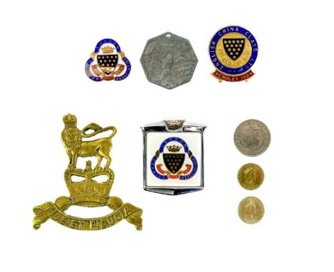 Cornwall Badges, Army Pay Corps badge, GB decimal coinage  Comprising:British Empire Exhibition Wembly 1924 English China Cla