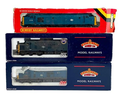 BR English Electric class 37 "OO" boxed Bachmann / Hornby models (x3)  Comprising:Bachmann 32-776DS BR Rail blue, small logo,