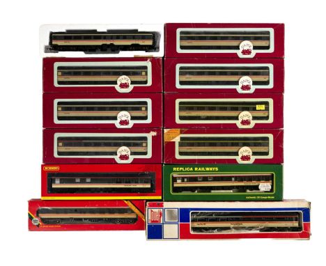 "OO" gauge Intercity Mark1 and 2 carriages 1st red stripe livery (x12) Comprising: 12 boxed carriages by Hornby, Replica Rail