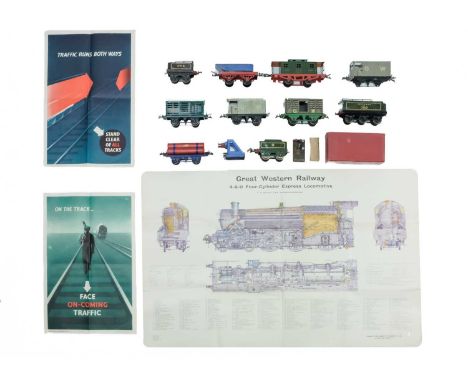 "O" gauge Hornby Railway and official British Railways LMR safety posters plus another  Comprising:A mint boxed R169 Southern