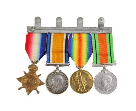 WW1 1914-1915 Trio plus WW2 Defence Medal - Canadian Motor Machine Gun Brigade Four medals awarded to Pte. H Martini of the C