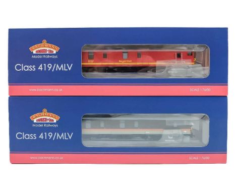Bachmann "OO" Motor Luggage Vans (Class 419) x2  Comprising:Bachmann No. 31-265K in Royal Mail red and yellow stripe livery. 