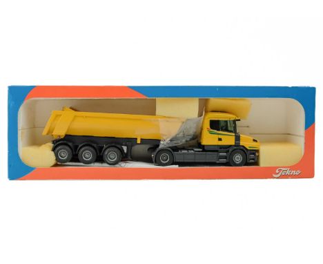 Scania 6 x 4 tractor with tipper semi trailer by Tekno 1:50 scale Model in original box in good condition, but no cellophane 