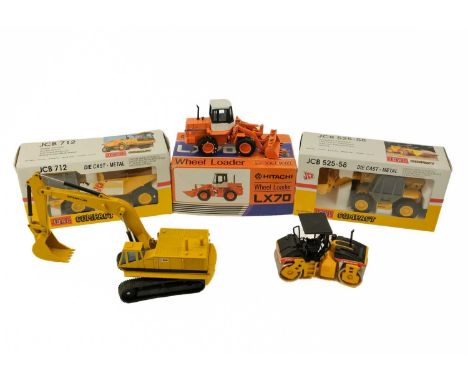 Construction vehicles (x5)  Lot comprises:JCB 525-58 Telescopic loader construction model to 1:35 scale. Manufactured by Joal