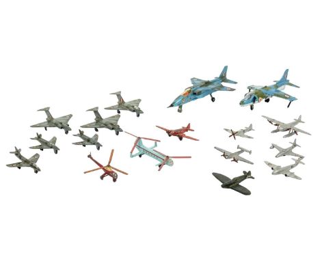 Dinky Aircraft x15 Mixed lot comprising Gloster Javelin x3, supermarine Swift x3, seaplane, Tempest II, Shooting Star, Meteor